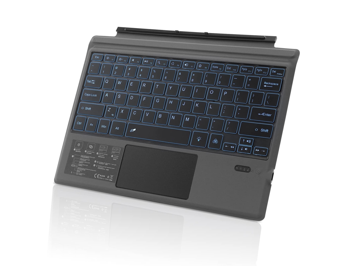 Teclado compatible con Surface Pro 3/4/5/6/7+ (clásico/retroiluminado) negro y gris