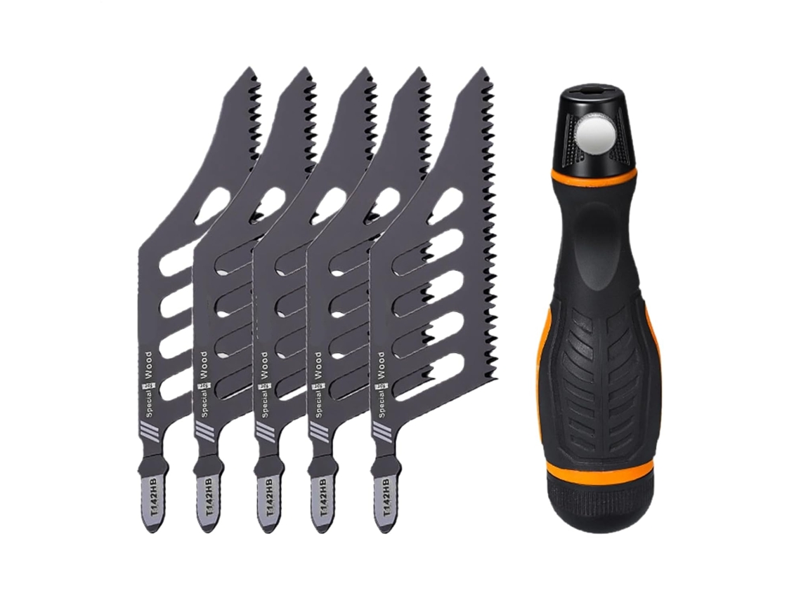 Juego De 5 Piezas De Herramientas De Corte De Acero Con Sierra De Calar Para Madera, Con Mango De...