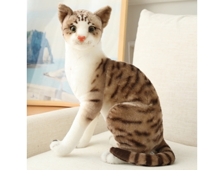 Gato de Almohada de Simulación, Muñeca Realista de Peluche, Mascota Animal Para 25Cm Marrón