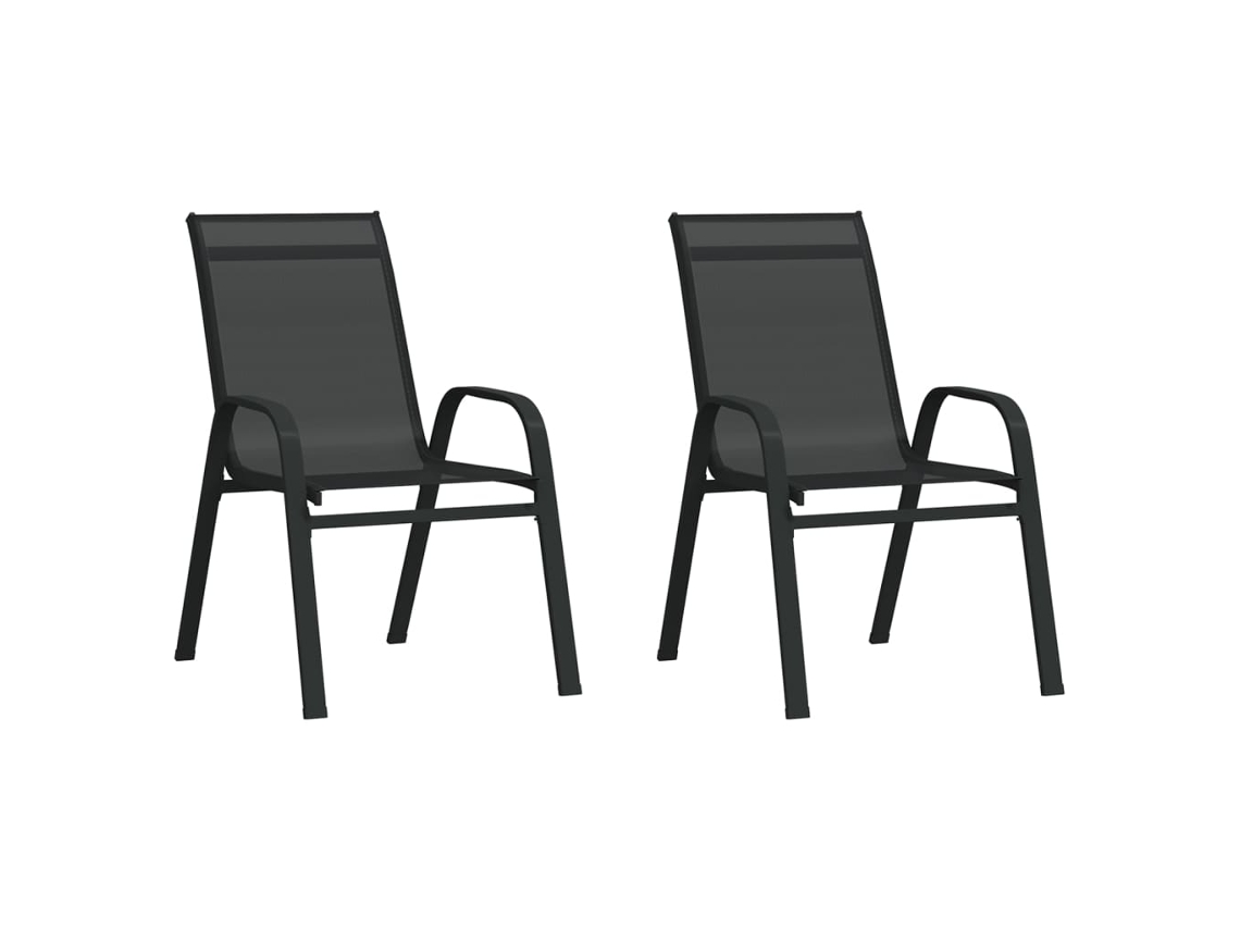 Sillas de jardín apilables DKD Home Decor de 2 piezas en textileno negro