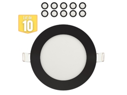 Conjunto de 10 losas LED 6W 6400K 270LM Negro IP20