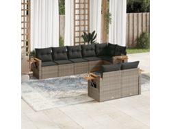 Conjunto de sofás de jardín de 8 piezas DKD Home Decor con cojines de mimbre gris