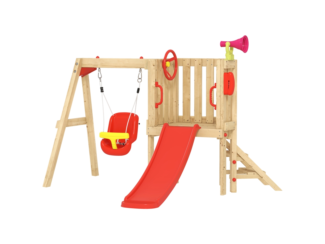 Parque Infantil Madeira Escorrega Balanço Volante Buzina Telefone Jardim