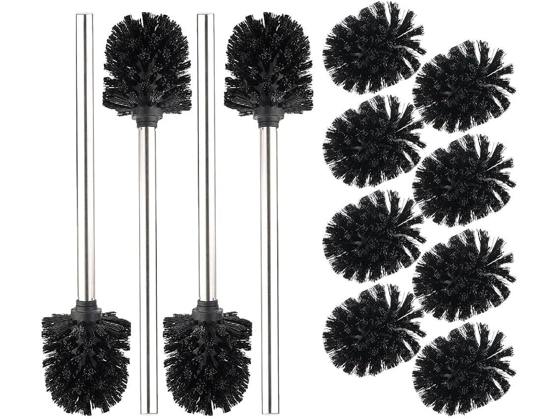 Juego de 4 escobillas de baño con mango de acero inoxidable y 3 soportes Gokoco