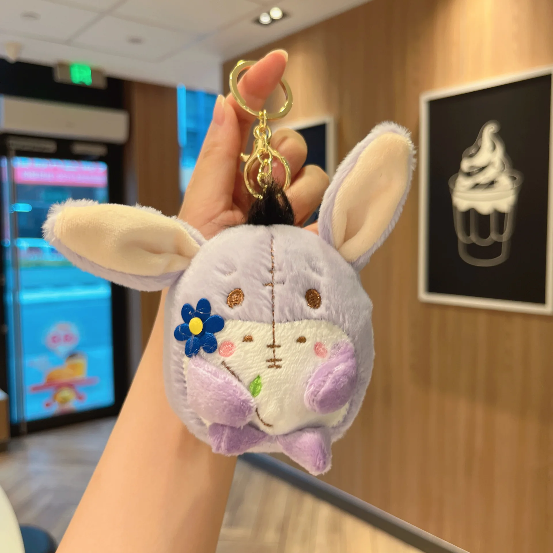 Llavero De Peluche De Animalito De Dibujos Animados (morado), Ideal Para Decorar Bolsos.