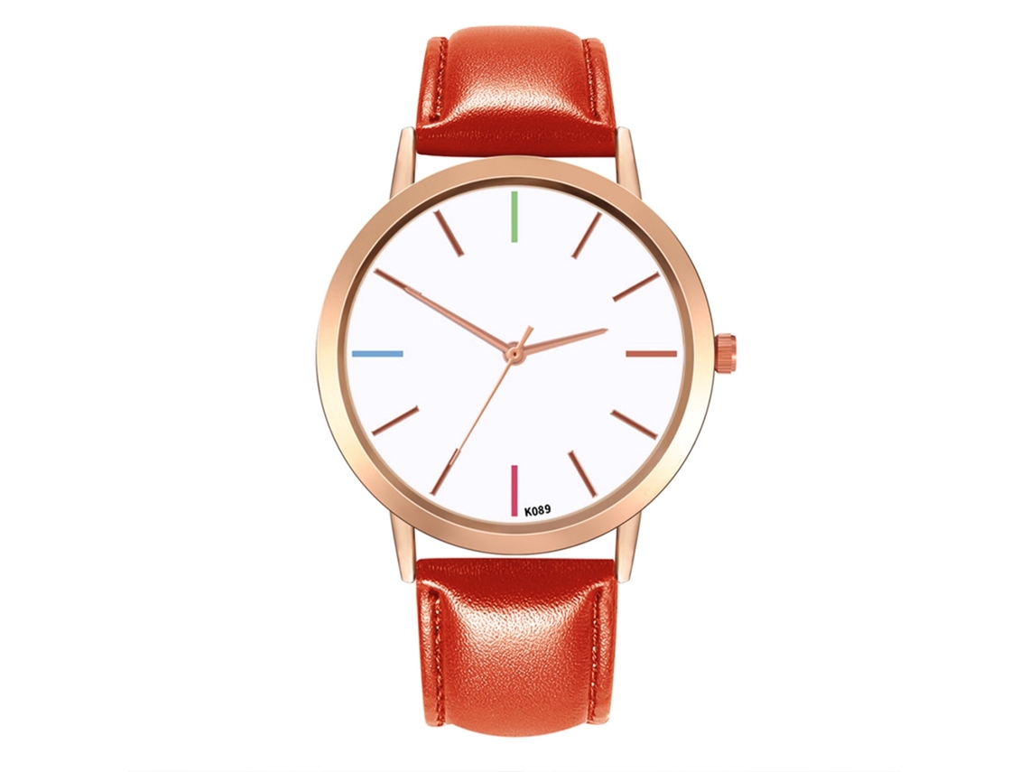 Reloj De Pulsera Sencillo Y Elegante Para Mujer Con Correa De Cuero Sintético, Estilo Casual Y De Cuarzo (rojo).