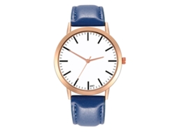 Elegante Reloj De Pulsera De Cuero Para Mujer Con Movimiento De Cuarzo, Color Azul Oscuro.