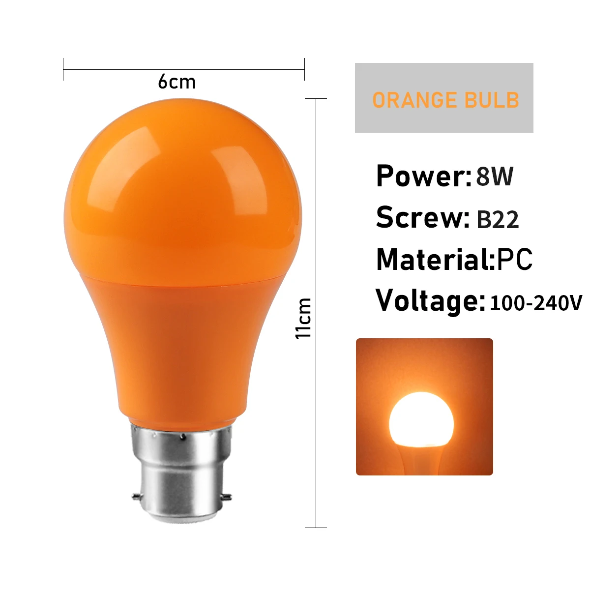 Bombillas Led A Todo Color Para Iluminación De Escenarios (b22 Naranja, 10 Unidades), Sin Parpadeo.
