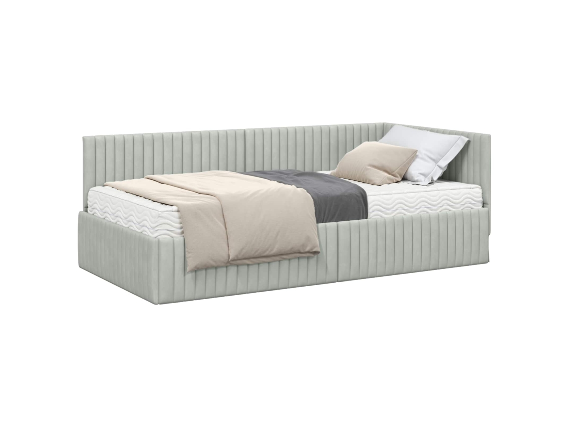 Maison Exclusive - Estructura De Cama Esquina Con Colchón 2 Pcs Gris Claro