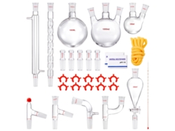 Juego de destilación de vidrio de laboratorio Succebuy de 1 l y 3,3 ml de borosilicato (29 piezas)