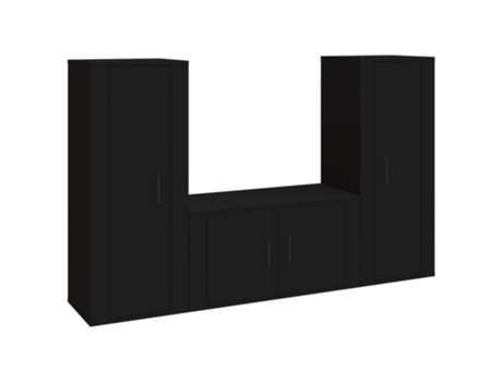 Conjunto 2 de muebles para TV VIDAXL madera contrachapada negro