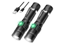 Antorchas Potente Linterna Led Antorchas Recargables Usb para Camping Paquete de 2 Negro YEMAESRE