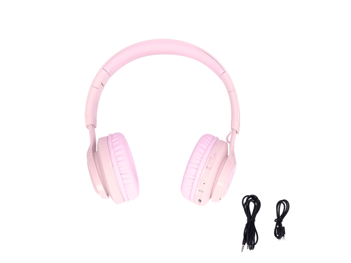 Auriculares Bluetooth Bt06c Para Niños Con Luces Led, Estéreo, Plegables, Color Rosa.
