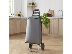 Carro de la compra Aaby plegable y impermeable máx. 30kg acero e poliéster 96 x 35 x 29 cm gris oscuro e negro [EN.CASA]
