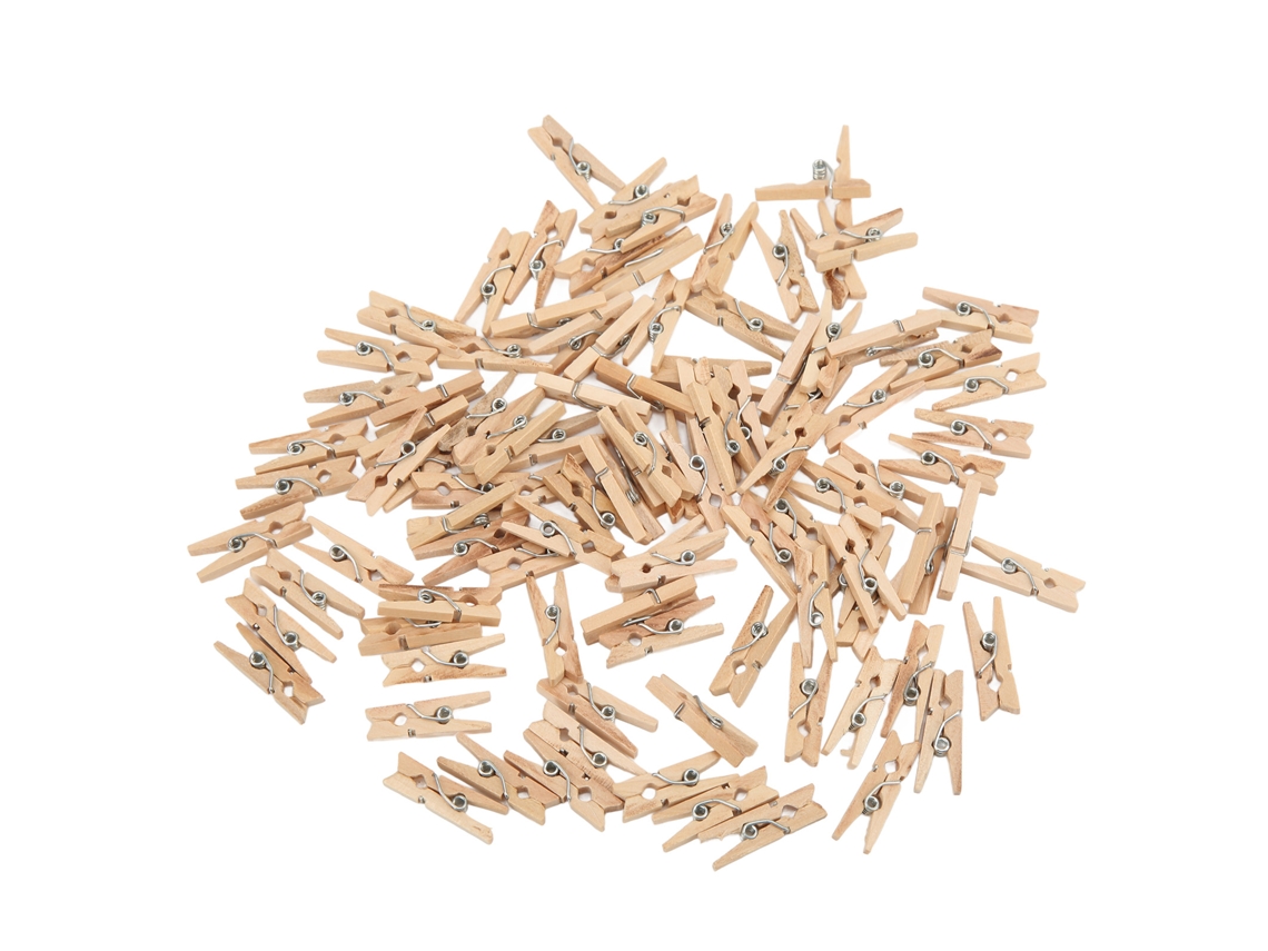 100 Mini Pinzas De Ropa De Madera Duraderas Sin Procesar Para Fotos Y Decoración.