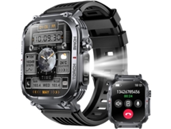 Reloj inteligente para hombres, fuerte antigolpes, iluminación destacada, profundidad impermeable de 3 ATM, brújula inteligente, batería grande de 400 mah, 2,02 pulgadas, monitoreo CHRONUS