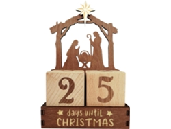 Calendario de Adviento de madera de 25 días, divertida decoración de escritorio para exhibir en una estantería.