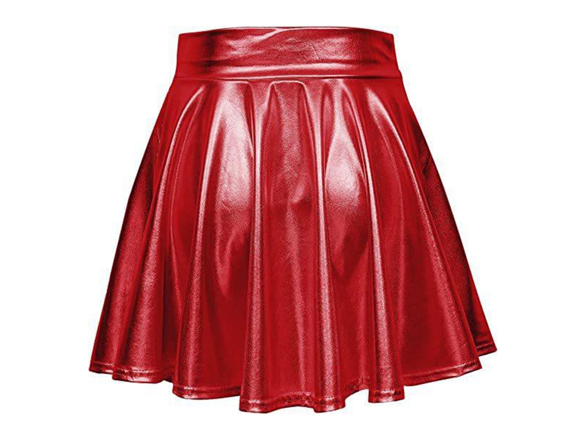2026altiro-falda Estampada Acampanada De Lino Brillo Metálico De Mujer Con Cintura Alta Para Actuaciones Rojo Talla L