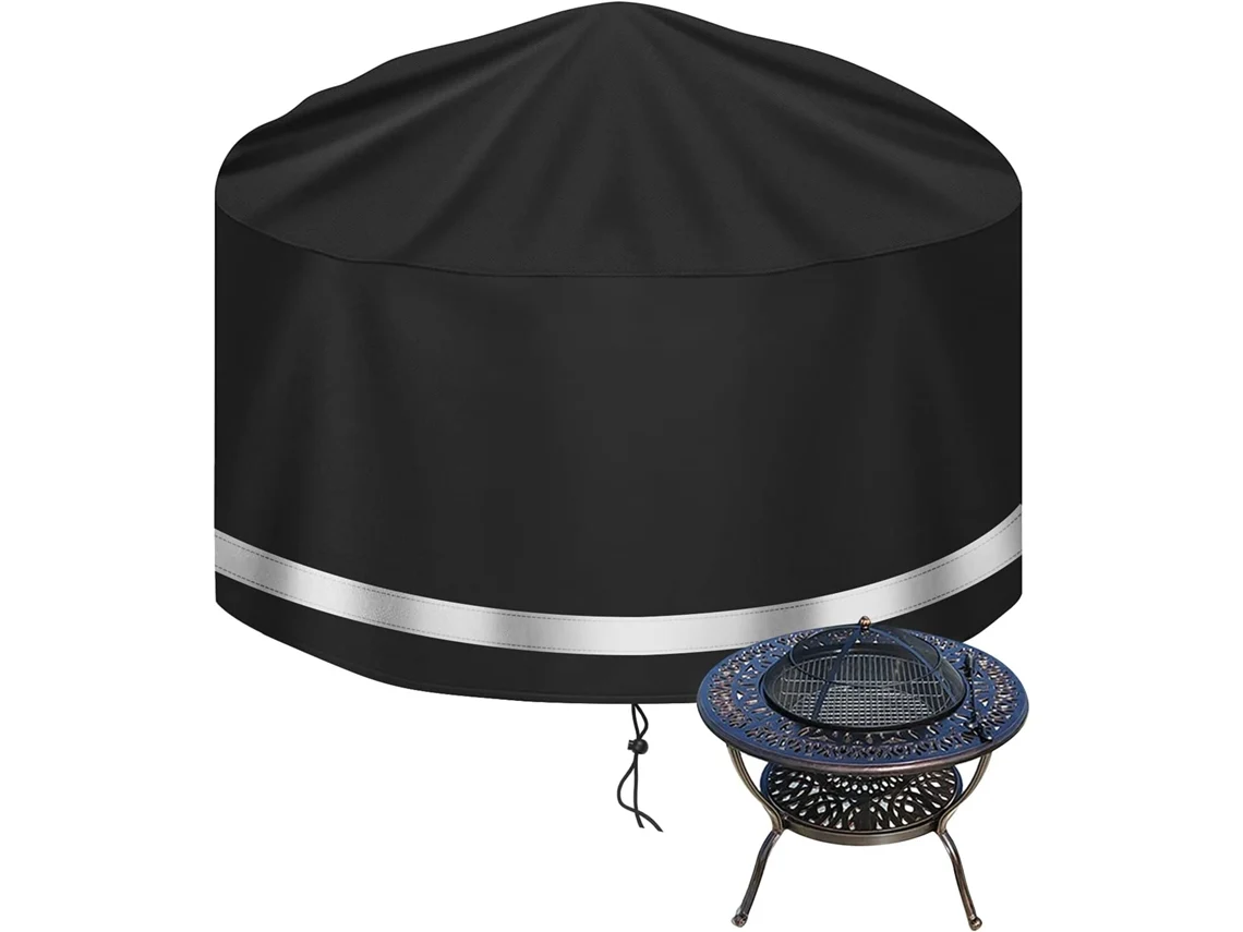 Cubierta resistente para fogatas, tamaño universal, tela Oxford, impermeable, a prueba de viento, a prueba de polvo y resistente a los rayos UV, para acampar, barbacoa...