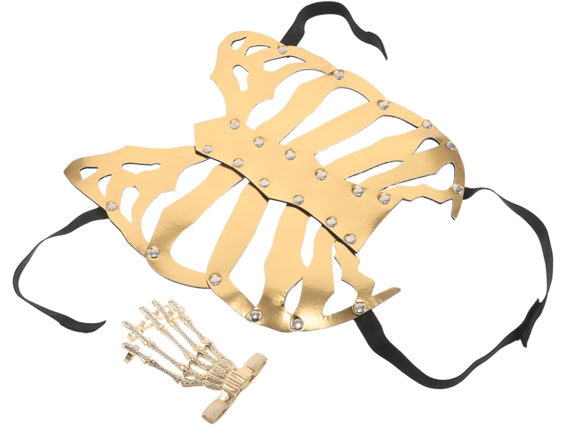 Pulsera De Esqueleto Dorado Para Halloween, Accesorio De Esqueleto Dorado Para Halloween