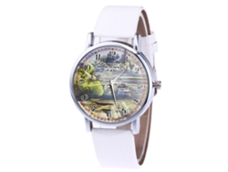 Reloj De Pulsera De Cuarzo Con Correa De Piel Sintética Para Hombre Y Mujer (blanco)