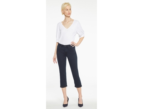 Chloe Skinny Capri Jeans Rolled Zoom Dark Blue Denim Howland NYDJ 38