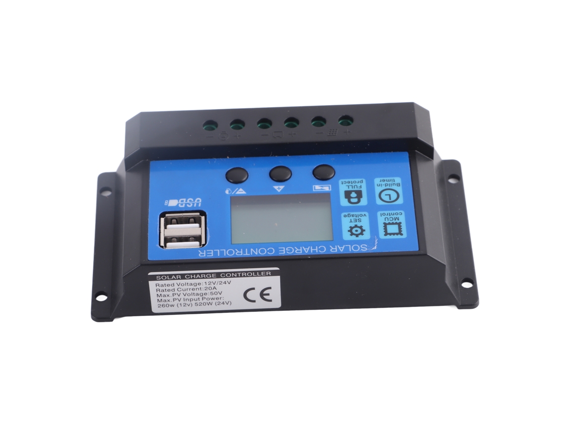 Controlador De Carga Solar Pwm De 12v 24v 20a Con Salida Usb De 5v, Regulador Para Baterías De Plomo-ácido.