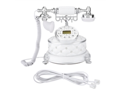 Teléfono antiguo retro con piedra preciosa blanca de imitación