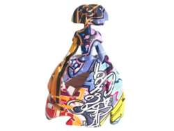 Figura Menina Grafiti Multicolor de Resina 28*15*24cm Figura de Persona