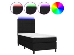 Maison Exclusive - Cama Box Spring Colchón Y Luces Led Tela Negro 80x200 Cm