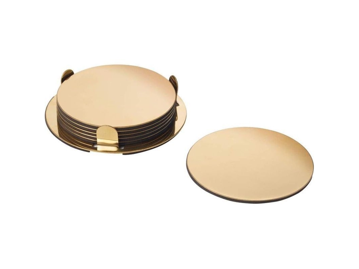 Juego De Alfombras De Baño Linjou Con Soporte – Oro/latón – 8,5 Cm De Diámetro