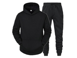 Conjunto de 2 piezas de ropa deportiva de invierno para hombre, manga larga, cintura elástica, medias altas, acabado grueso con bolsillos