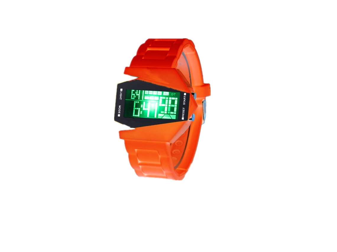 Reloj De Avión Digital Led Multifunción Naranja