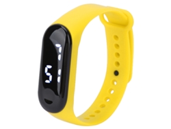 Reloj Deportivo Digital Led Amarillo Con Correa De Silicona Para Estudiantes.