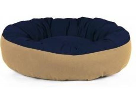 Cama Redonda para Perros y Gatos GAUTY Tela de sarga (Azul Oscuro y Beige - 57 cm)
