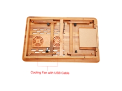 Soporte para Laptop Bambu Plegável Ajustável com Cooler e Gaveta