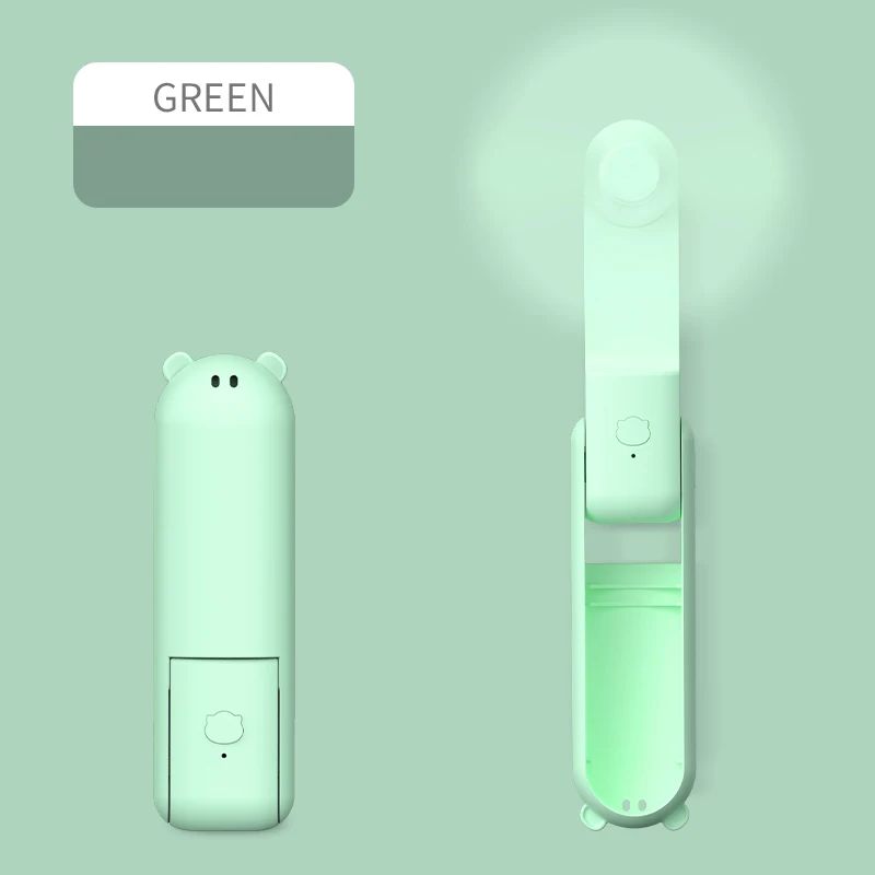 Ventilador Portátil (verde) Con Carga Usb, 3 Velocidades Ajustables Y Diseño Plegable.