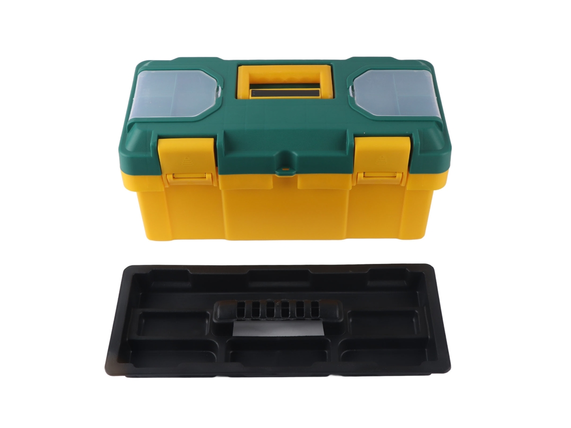 Caja De Herramientas Portátil Para Coche Con Placa Extraíble Y Pequeños Compartimentos, Color Amarillo Verdoso, 40 X 20 X 19 Cm (17 Pulgadas)
