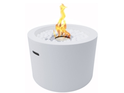 Chimenea de bioetanol redonda Rodi blanca, brasero para interior y exterior, diámetro 47,5 cm