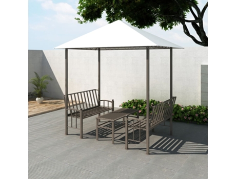 MAISON EXCLUSIVE Pérgola de jardín con mesa y bancos 2,5x1,5x2,4 m