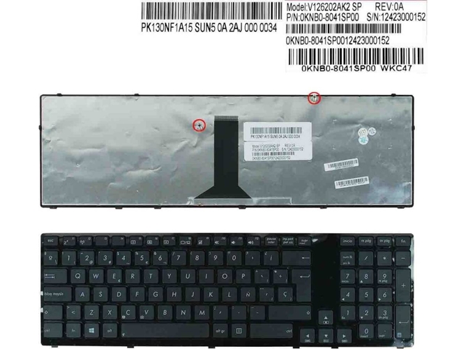 Teclado para Portátil Asus K95 K95V K95Vb K95Vj K95Vm X93 X93S X93Sm X93Sv Marco Brillante