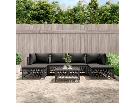 Conjunto 7 de muebles de jardín VIDAXL con cojines acero antracita