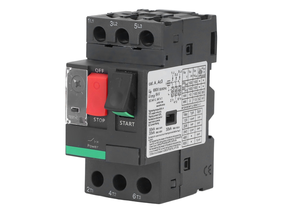 Disyuntor De Motor 1‑1.6a Protector De Sobrecarga Magnético Térmico Control Botón Ac690v
