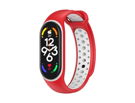 Correa Smartwatch para Xiaomi Mi Band 7 Silicona Bicolor (Rojo + Blanco)