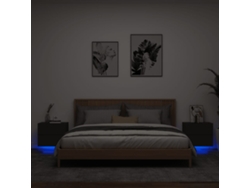 Mesita de Noche Mesitas Noche Pared Luces Madera Negro