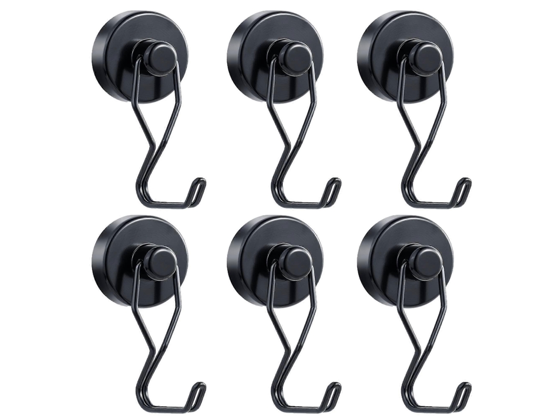 Rebe-ganchos Magnéticos Neodimio Resistente 100 Libras Antirrobo Acero Inoxidable Para Interior Y Exterior Shikai 6 Piezas