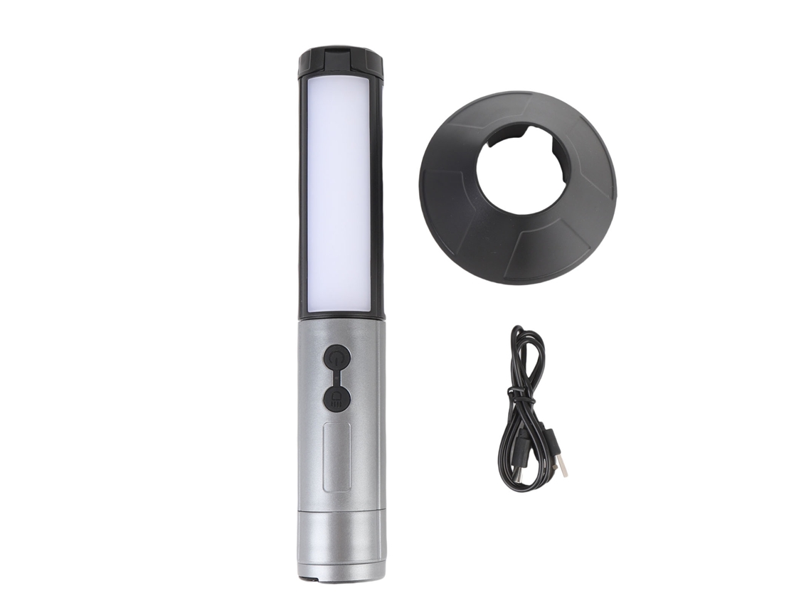 Linterna De Camping Telescópica Recargable Tipo C Con 3 Cabezales Ajustables Y Batería Externa.