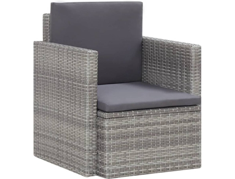 Sillón VIDAXL Gris Poli Ratán (65x65x74 cm)