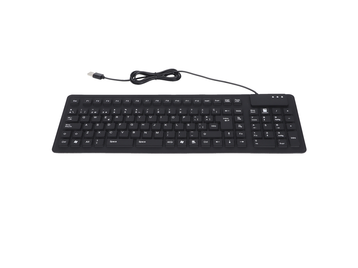 Teclado Español Usb Con Cable, 108 Teclas, Portátil, Plegable, De Silicona, Silencioso, Resistente Al Agua Y Al Polvo.