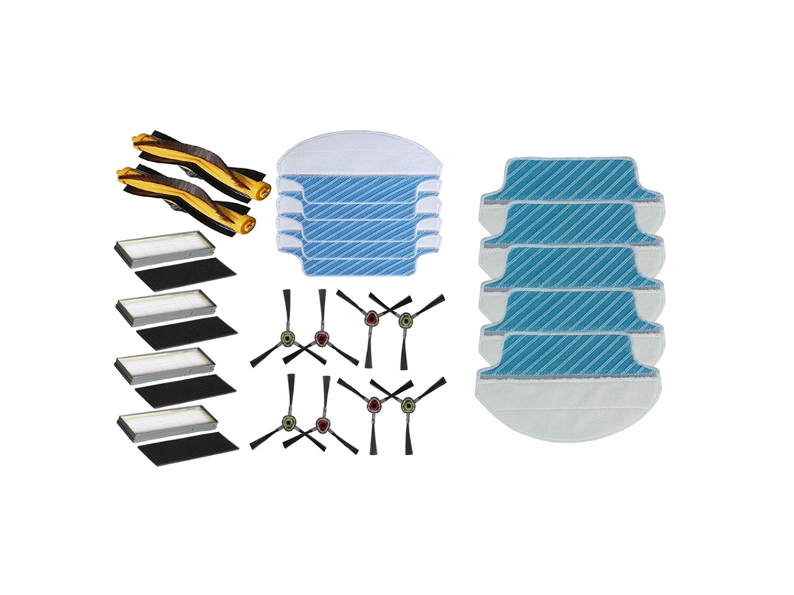 5 piezas para Ecovacs Deebot Dt85 / Dt83 / Dm81 / Dm85 / Dm86 paño de fregado y 1 Juego de cepillo principal/cepillo lateral/filtros/fregona de ropa para Ecov